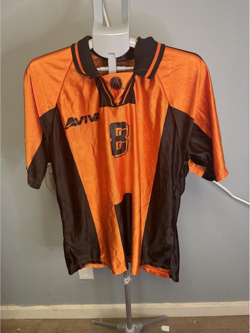 Aviva Orange and Black Graphic Sport Jersey Size XL Number 8